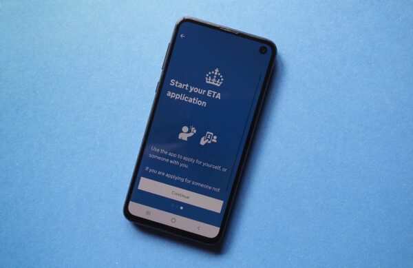 LONDON, UK - SEPTEMBER 25, 2024: App to apply for a UK electronic travel authorisation ETA